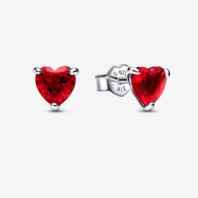 925 Sterling Silver Red Heart Earrings 45$